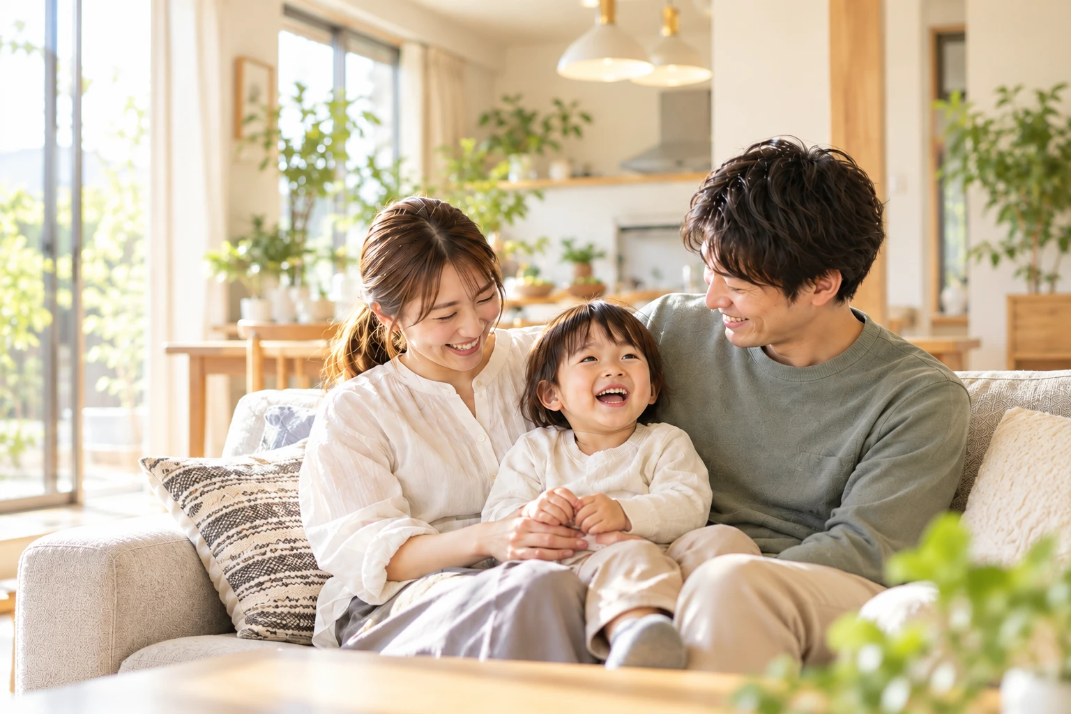 リビングで過ごす家族のイメージ